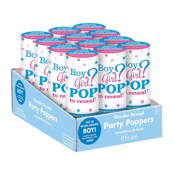 Blue Boy Confetti Party Poppers Foil 12pcs